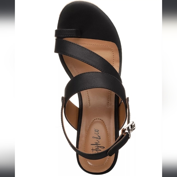 Style & Co Bettyy Wedge Sandals Black 10 - Picture 2 of 8